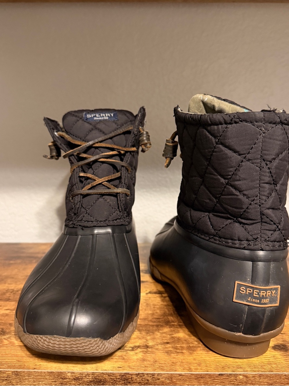 Sperry Black Quilted Lace-Up Duck Boots - Picture 3 of 10